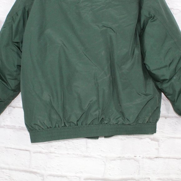 LL BEAN Green Fleece Neck Goose Down Parka Hood Winter Coat Jacket Size XL - Picture 7 of 9